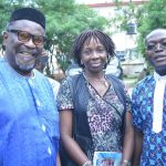 Fr. Adodo, Dr. Kemi Aremu of University College Hospital Ibadan, and Dejumo Lewis (‘The Village Headmaster’) after the seminar