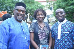 Fr. Adodo, Dr. Kemi Aremu of University College Hospital Ibadan, and Dejumo Lewis (‘The Village Headmaster’) after the seminar