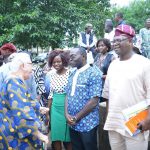 From right to left: Hon. Oyewumi, Fr. Adodo, a young student of Transformation and Prof. Mrs. Falola.