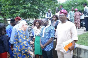 From right to left: Hon. Oyewumi, Fr. Adodo, a young student of Transformation and Prof. Mrs. Falola.